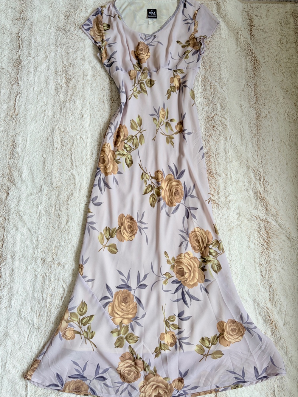 🧚🏼 Vintage My Michelle Lavender Floral Maxi Dress Fairycore Y2K Romantic Whimsy